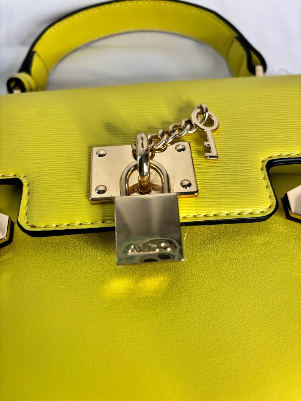 Aldo Bright Top-Handle Satchel with Gold Hardware and Crossbody Strap